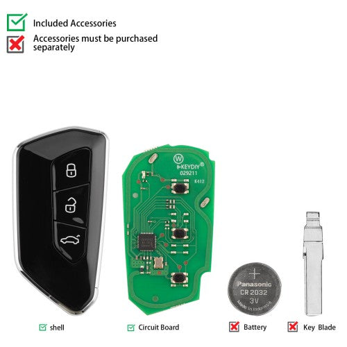 (VW) Volkswagen MQB Style Keydiy 3 Button Smart Remote Key - ZB25